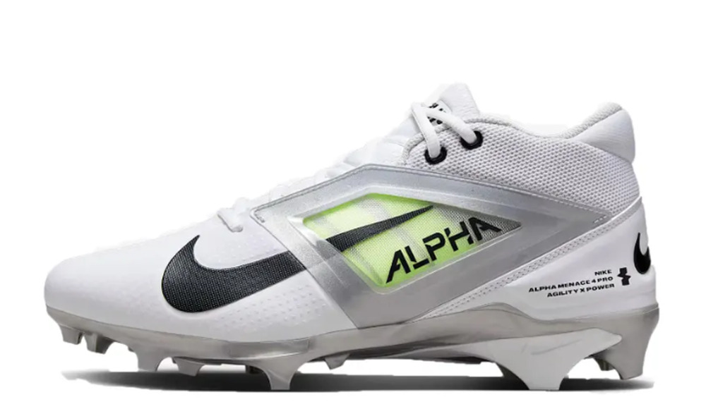 Nike Mens Alpha Menace 4 Pro Molded Football Cleats Size 11.5 White Black NWOB